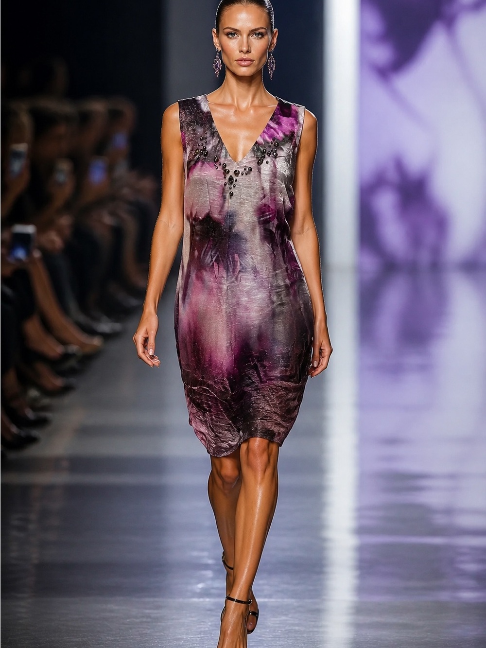 Marciano Guess Women’s Sz 10 Purple Ombré Sheath Dress Rhinestones Sleeveless